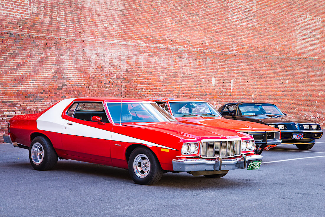 Ford Torino Starsky&Hutch, Dodge Gharger Geneal Lee, Pontiac Trams Am The Bandit. Tekijä: Nicholas Erwin, lisenssi: CC-BY-NC-ND-20.