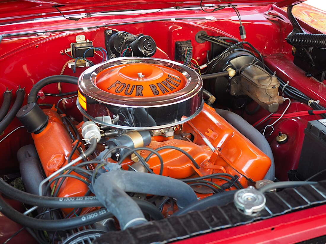 1968 Dodge Charger 440 Magnum Four Barrel V8-moottori. Tekijä: Kai Lappalainen, lisenssi: CC-BY-40.