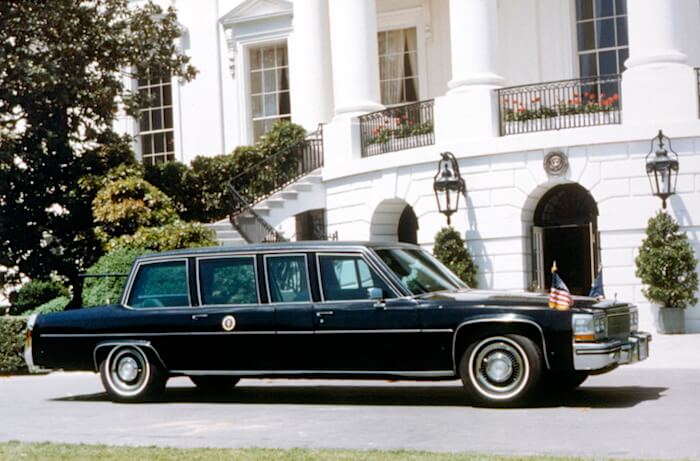 1984 Cadillac Fleetwood Seventy Five presidentin virka-auto Ronald Reaganin kaudella. Kuva: GM Media, lisenssi: CC-BY-NC-30