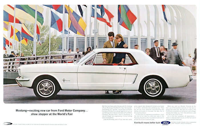 Ford Mustangin mainos vuodelta 1964. Kuvan copyright: Ford Motor Company.