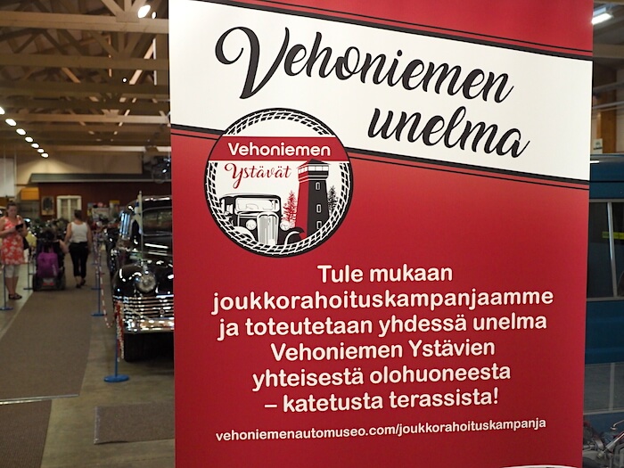 Vehoniemen automuseon joukkorahoituskampanja. Tekijä: Kai Lappalainen. Lisenssi: CC-BY-40.