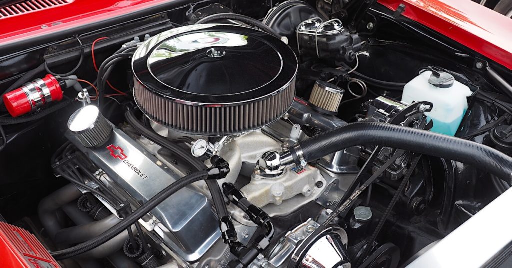 1968 Chevrolet Camaron alkuperäinen 350CID V8-moottori. Kuva: Kai Lappalainen, lisenssi: CC-BY-40.