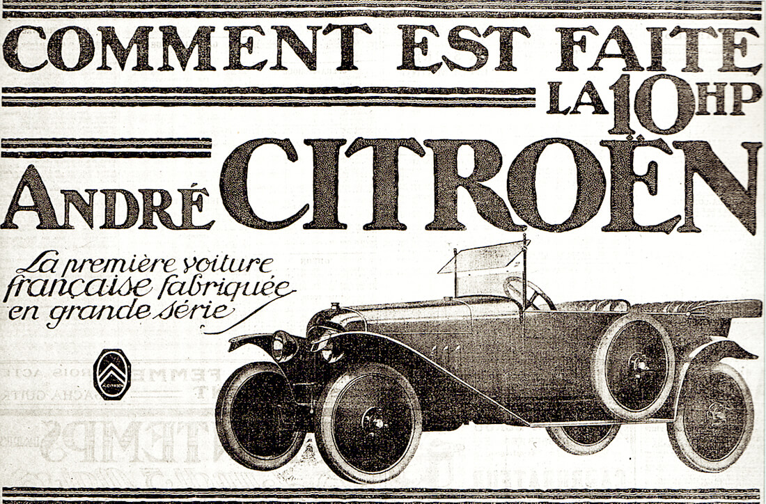 Citroën Type A 10HP lehtimainos. Kuva: Public Domain.