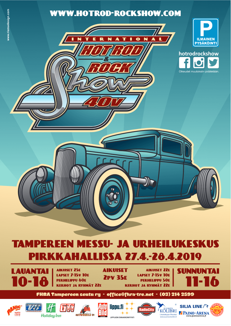 Hot Rod & Rock Show 2019 mainosjuliste. Kuva ja copyright: FHRA Tampere.