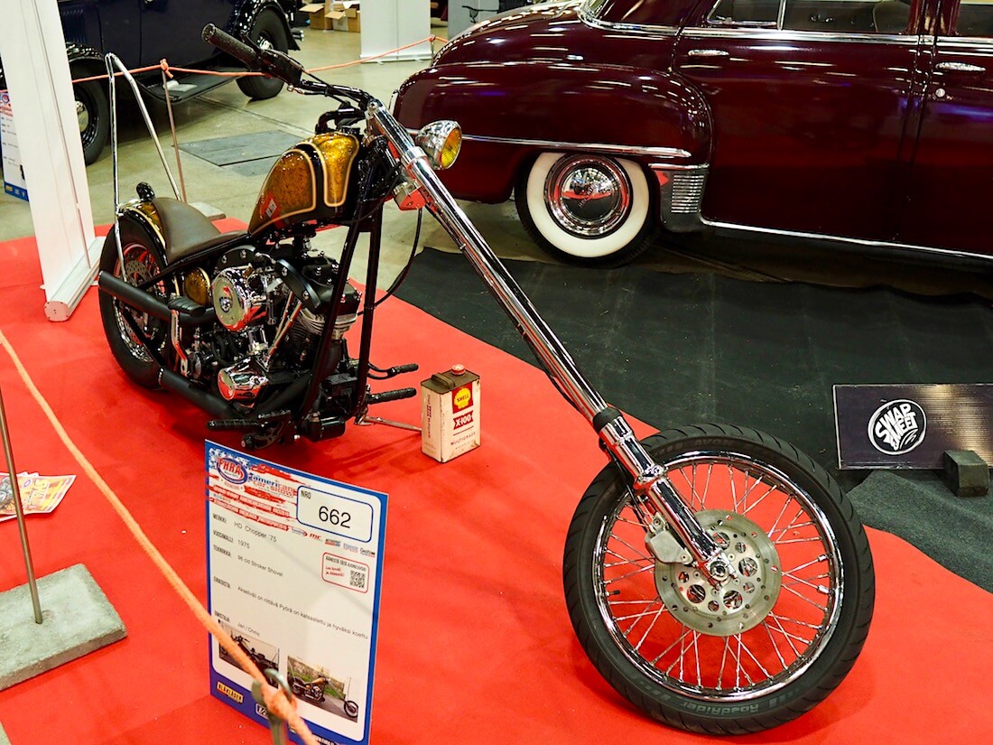 1975 Harley-Davidson Chopper 96cid shovelhead stroker. Kuva: Kai Lappalainen. Lisenssi: CC-BY-40.