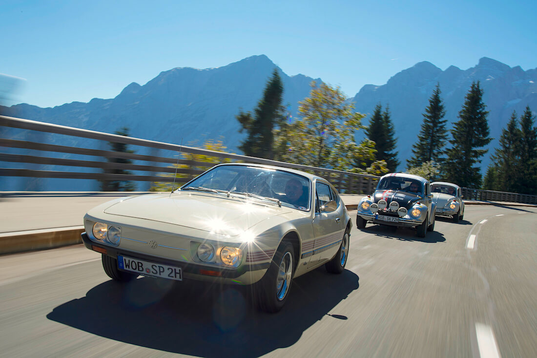 1973 Volkswagen SP2 urheiluauto Rossfeld-Höhenring hill climb kilpailussa. Tekijä ja copyright: Volkswagen AG.