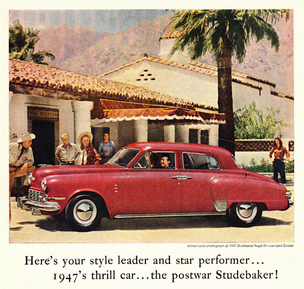 1947 Studebaker Regal DeLuxe Land Cruiserin mainos. Kuva: Classic Film. Lisenssi: CC-BY-NC-20.