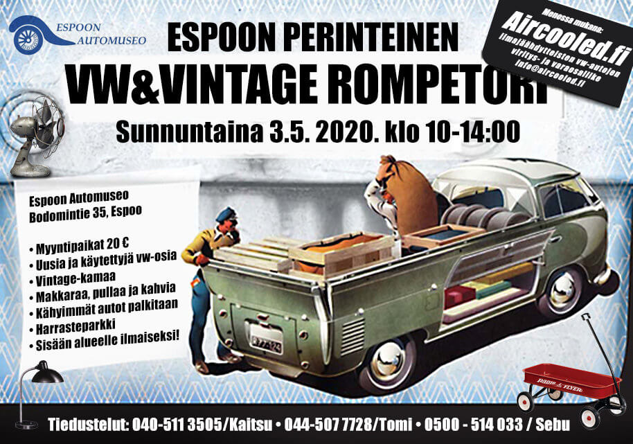 kevään 2020 Espoon VW&Vintage swapin juliste