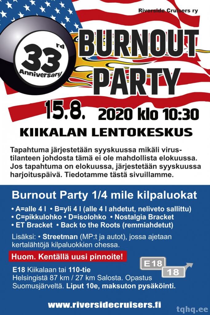 Burnout Party Kiikala 2020 juliste