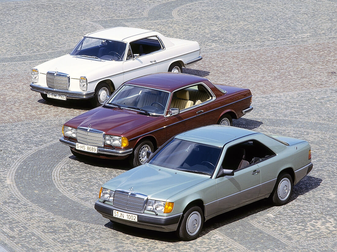 MB W114, W123 ja W124 coupe autot. Kuva: Mercedes-Benz AG