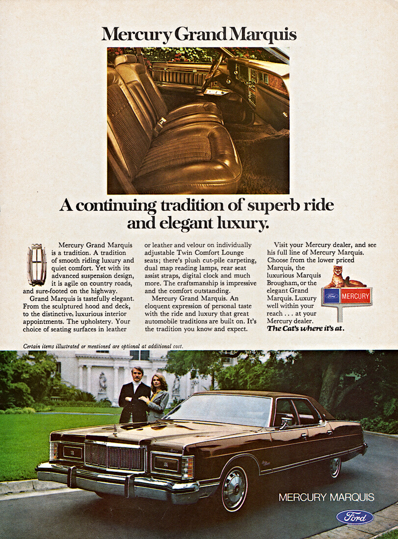 Mercury Grand Marquis auton mainosjuliste vuodelta 1976. Kuva: FoMoCo