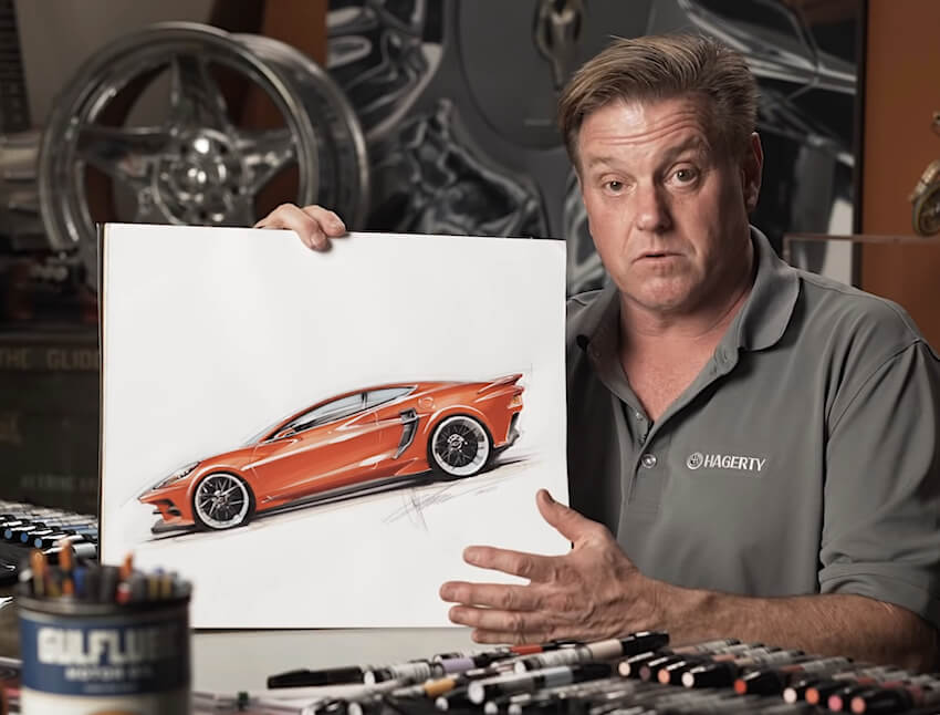 Autonsuunnittelija Chip Foose ja custom C8 Corvette Stingray.