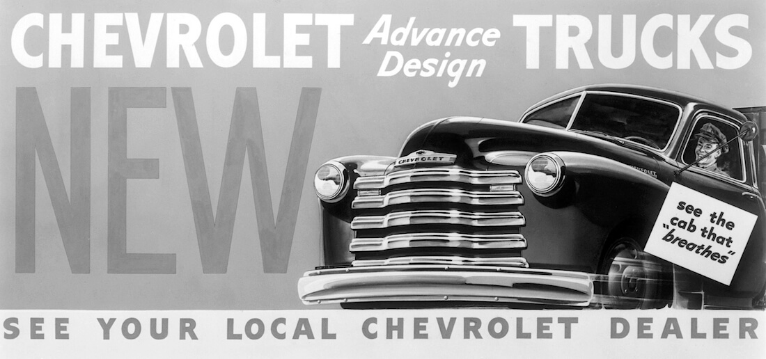 1947 Chevrolet Advance Design pickupin mainos
