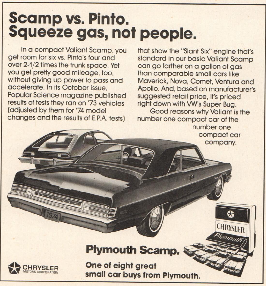 Ford Pintoa verrataan Plymouth Scampiin