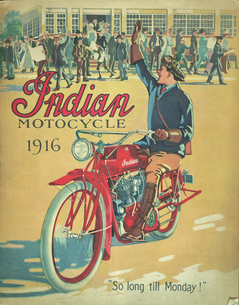 1916 Indian moottoripyörien katalogin kansikuva