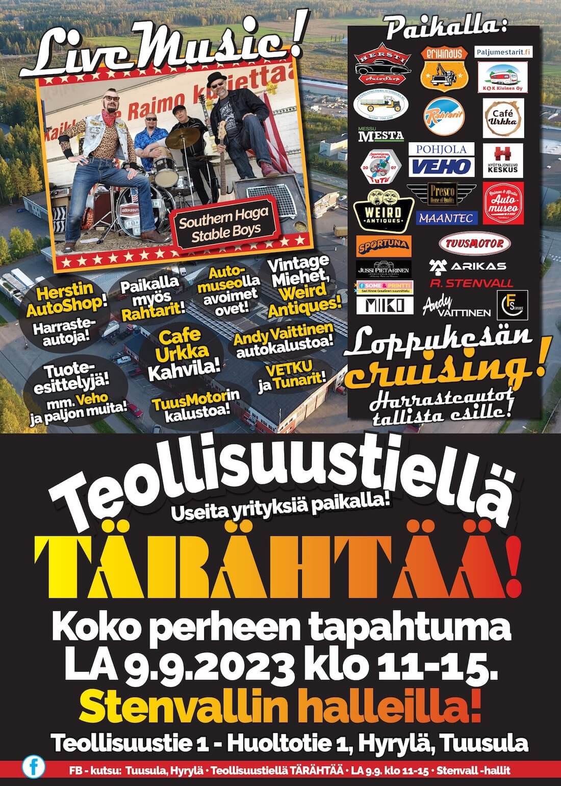 Teollisuustiellä tärähtää -tapahtuman juliste